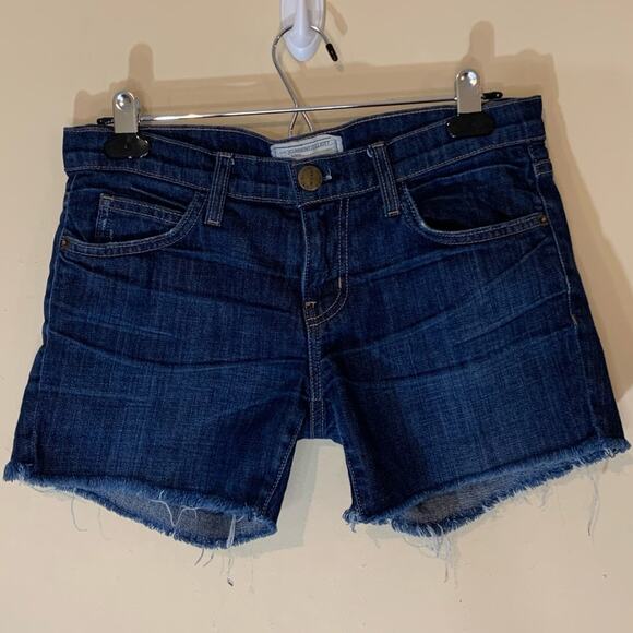 Current/Elliott The Beatnik Jean Shorts Columbus Raw Frayed Hem Dark Wash 27 - Picture 1 of 8